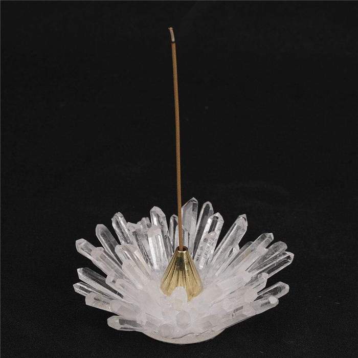 Clear Quartz Lotus-Shaped Incense Holder by Veasoon