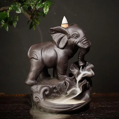Ceramic Elephant Backflow Incense Burner by Veasoon