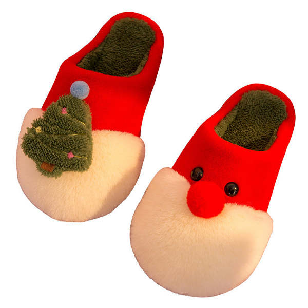 Santa and Christmas Tree Winter Slippers by Veasoon