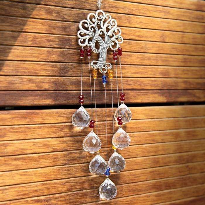 Tree Of Life Hanging Crystal Suncatcher by Veasoon