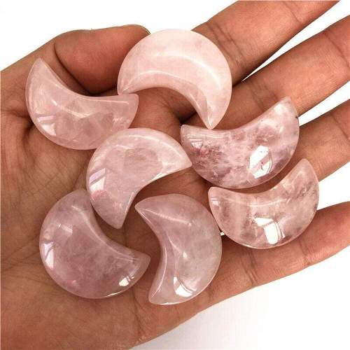 Moon Shaped Pink Quartz Crystal by Veasoon