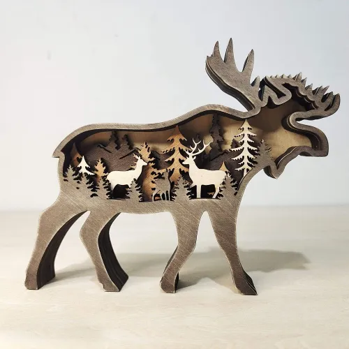 Wooden Wild Animals Decor Figurines by Veasoon