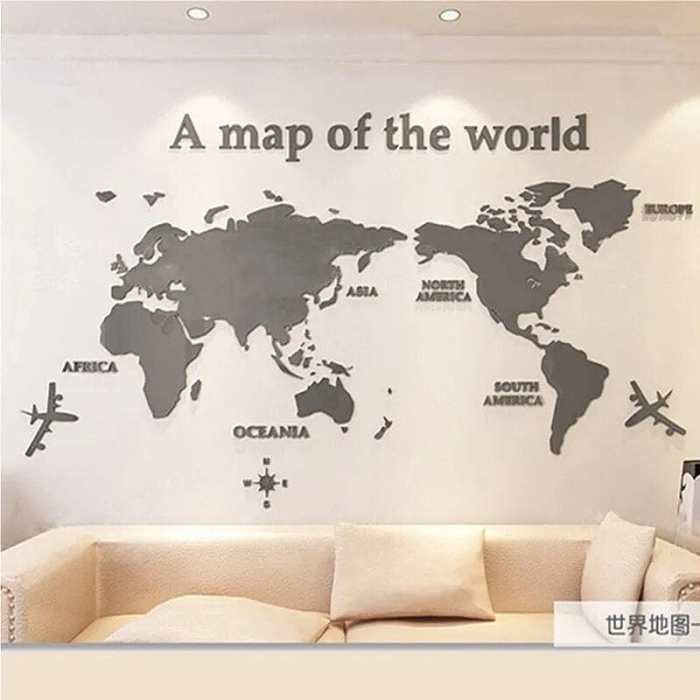 3D World Map Wall  Stickers by Veasoon