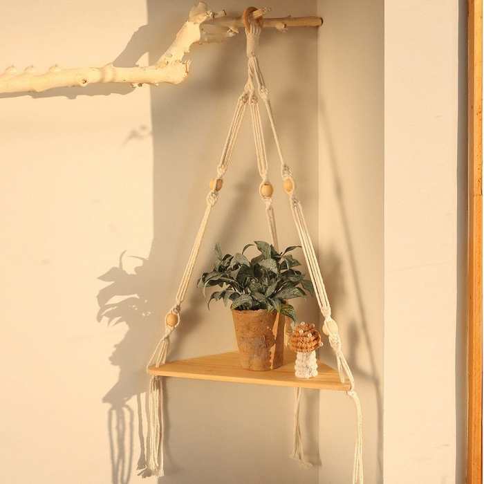 Triangle Macrame Wall Shelf by Veasoon