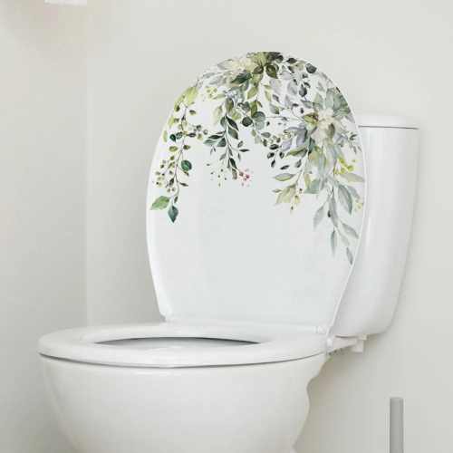 Green Plant Leaves Bathroom Stickers by Veasoon