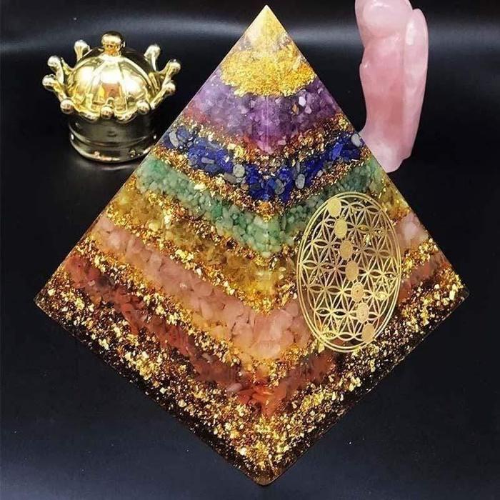 7 Chakra Awakening Healing Orgone Crystal Pyramid by Veasoon
