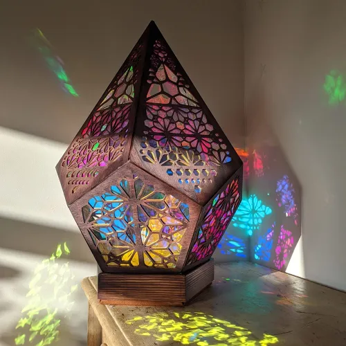 Bohemian Starry Sky Wooden Table Lamp by Veasoon