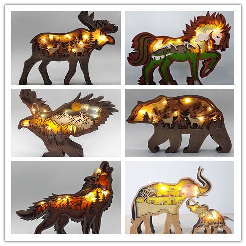 Light Up Wooden Animal Carving Ornament by Veasoon