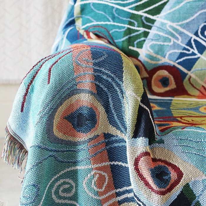 Peacock Throw Blanket by Veasoon