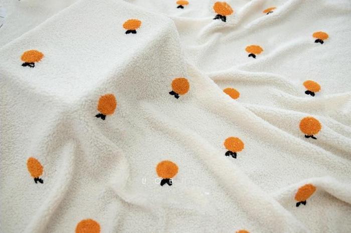 Mini Oranges Embroidered Blanket by Veasoon