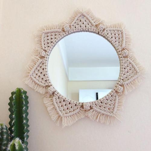 Dahlia Cotton Macrame Mirror by Veasoon