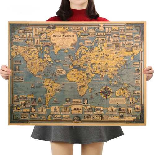 Vintage World Map Poster by Veasoon