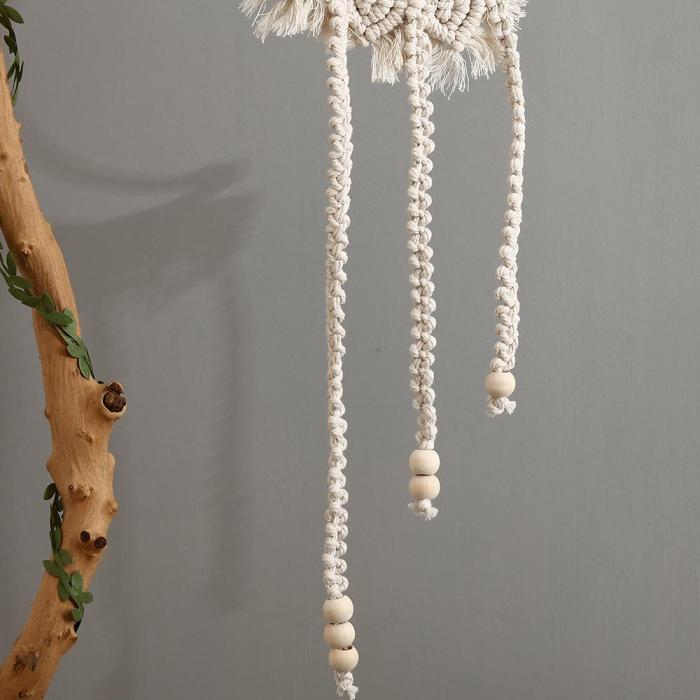 White Macrame Moon Wall Hanging Decor by Veasoon