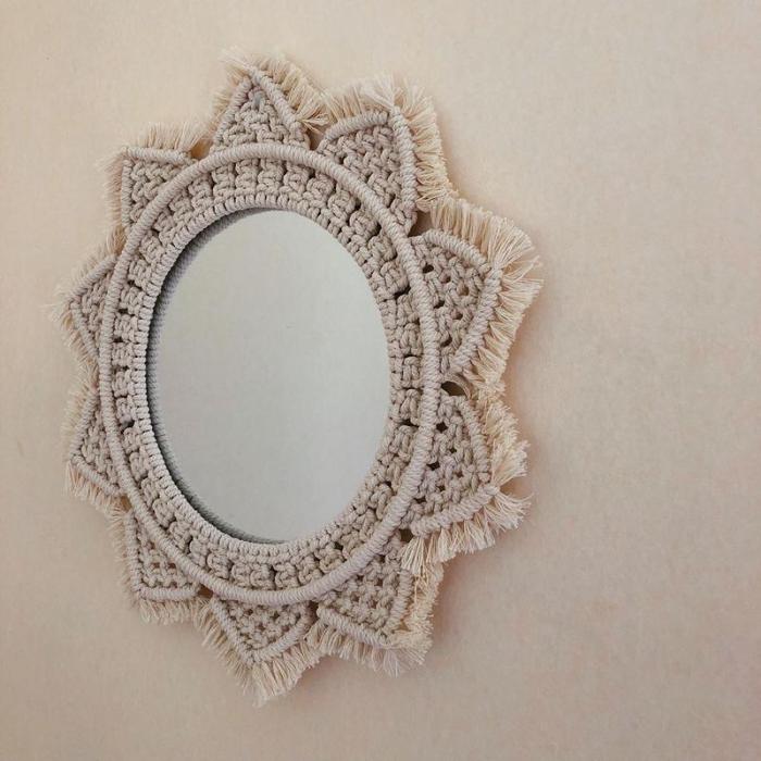 Dahlia Cotton Macrame Mirror by Veasoon