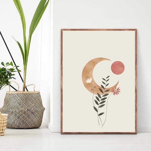 Moon Boho Design Wall Art by Veasoon