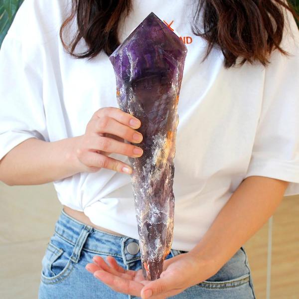 Raw Natural Amethyst Quartz Cluster Rod by Veasoon