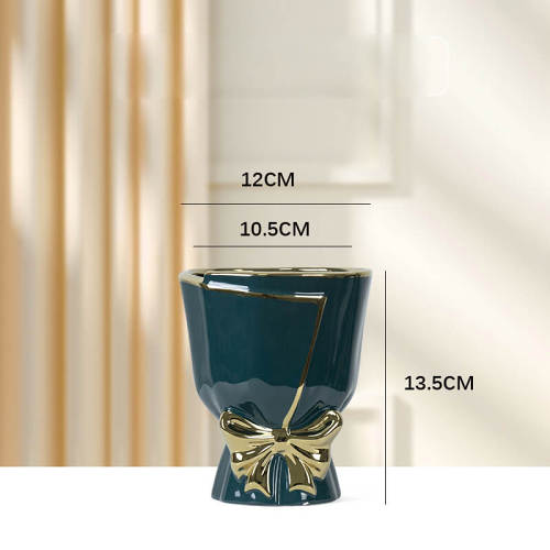 Gold Edge Bow Ceramic Vase