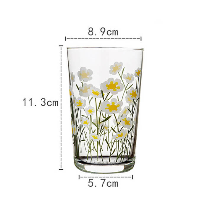 Floral Print Glass Cup
