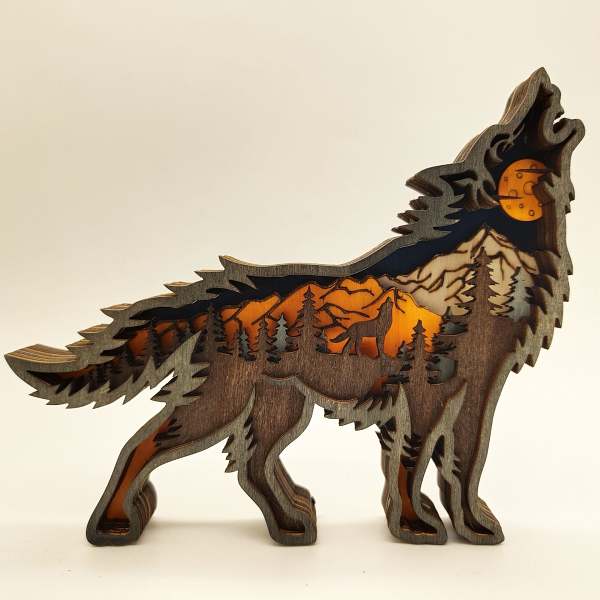Light Up Wooden Animal Carving Ornament by Veasoon