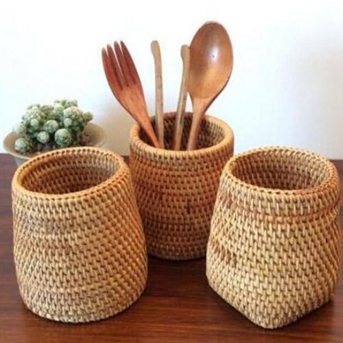 Rattan Bucket Organizer by Veasoon