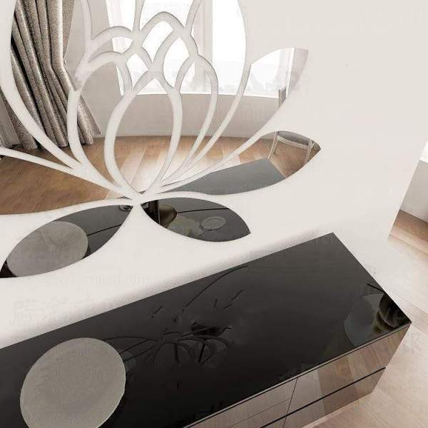 Lotus Mirror Wall Decal by Veasoon