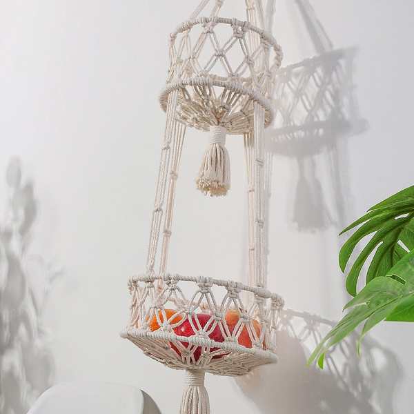 Hanging Macrame Storage Basket by Veasoon