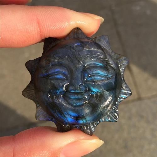 Labradorite Sun Face Carving by Veasoon