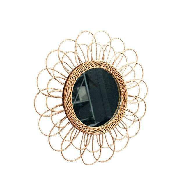 Anya Rattan Loop Round Wall Mirror by Veasoon