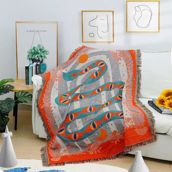 Mystical Snake Throw Blanket by Veasoon