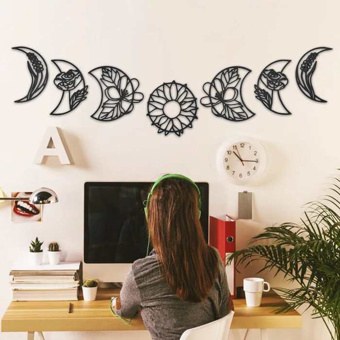 Moon Phase Boho Wall Decor 7pcs by Veasoon