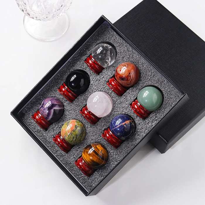 Natural Crystal Ball Gift Box Set by Veasoon