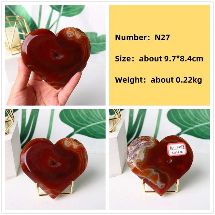 Natural Carnelian Stone Heart Carving by Veasoon