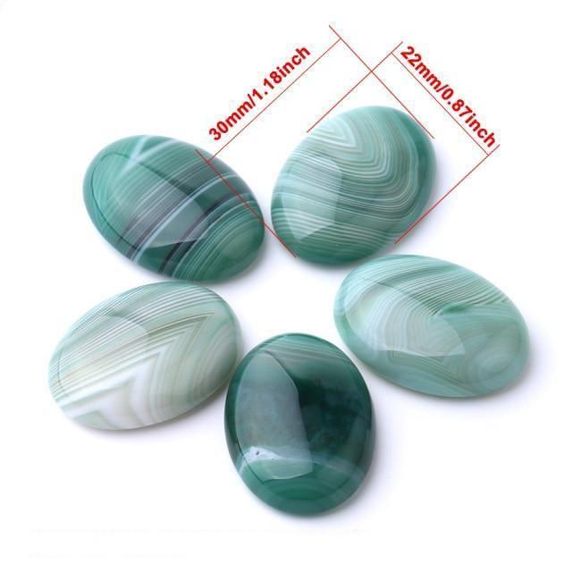 Oval Natural Green Agate Stones by Veasoon