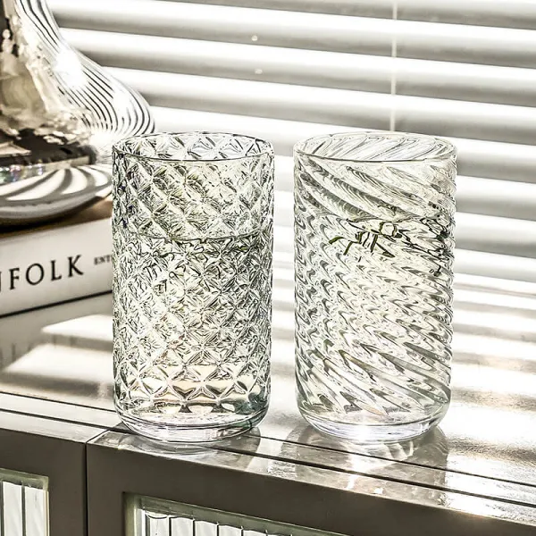 Embossed Ribbed Glass Cup