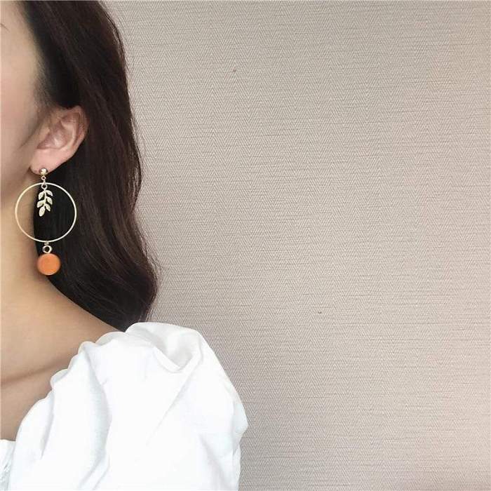 Hoop and Leaf Earrings