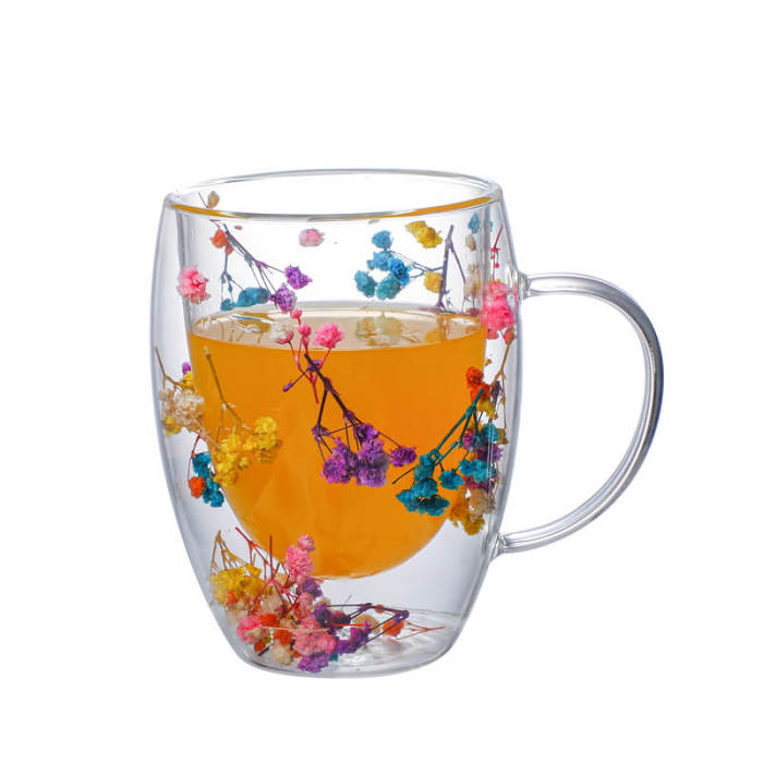 Double Glass Flow Sand Flower Cup