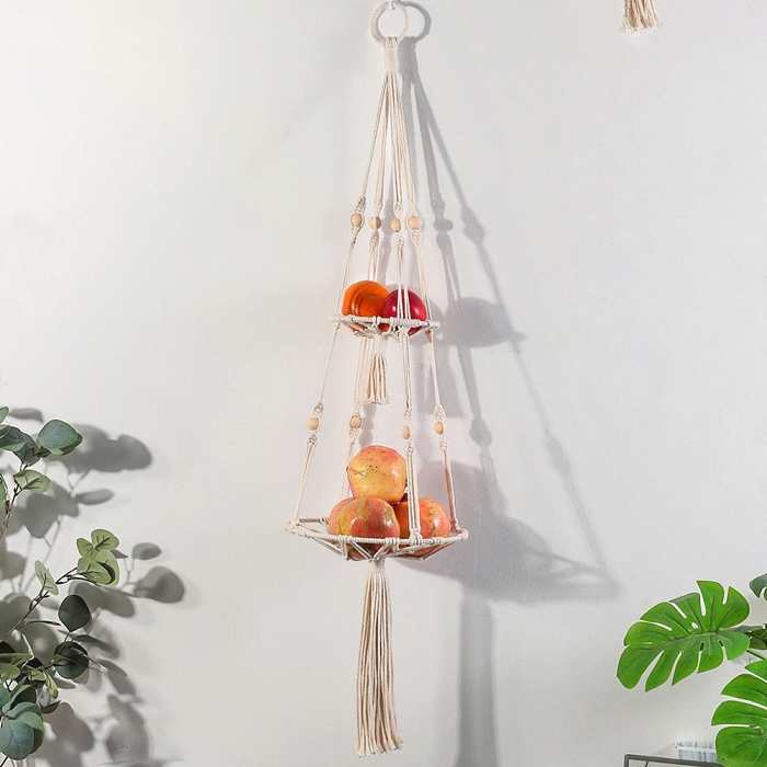 Hanging Macrame Storage Basket by Veasoon