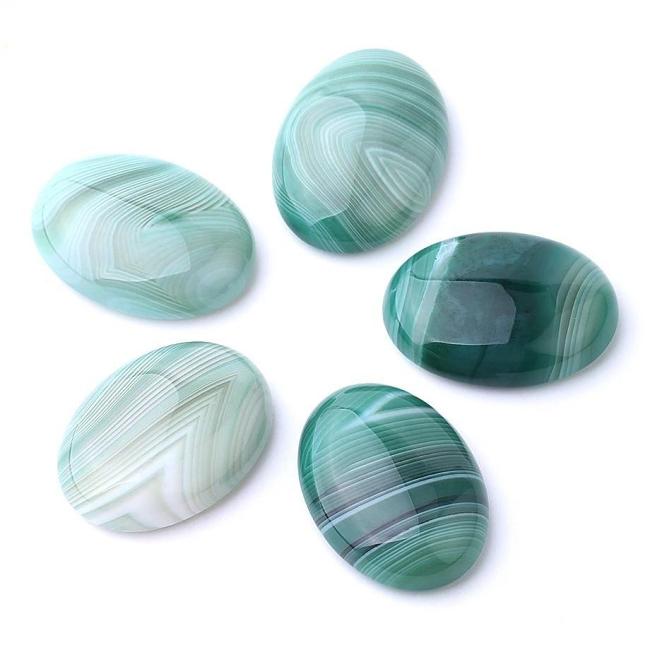 Oval Natural Green Agate Stones by Veasoon