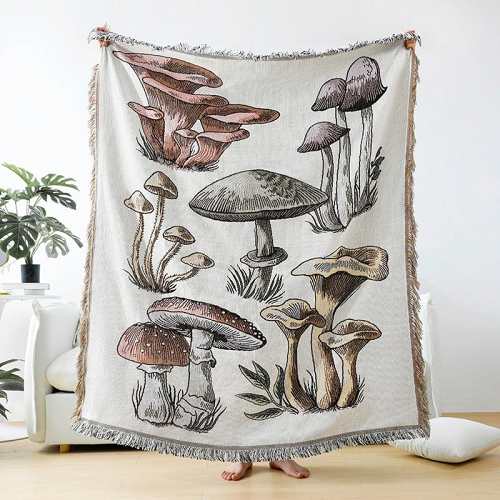 Magic Mushroom Throw Blanket by Veasoon