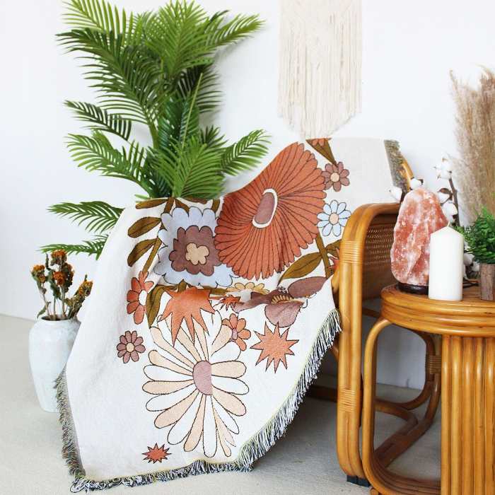 Flower Power Throw Blanket by Veasoon