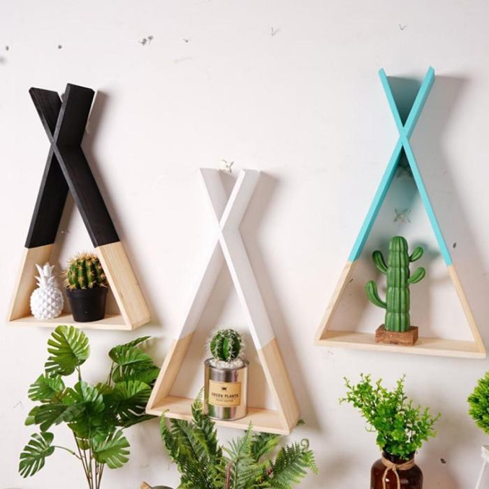 Color Dipped Wooden Triangle Wall Shelf by Veasoon