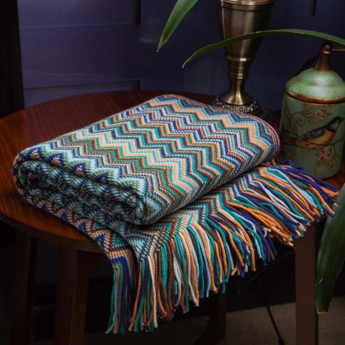 Geometric Pattern Throw Blanket by Veasoon
