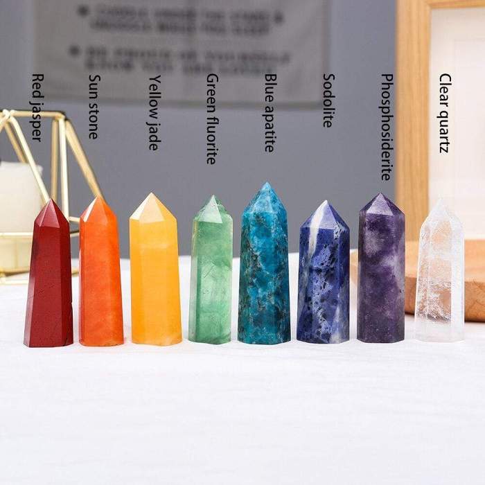 Colorful Natural Crystal Wands Gift Box 8pcs by Veasoon
