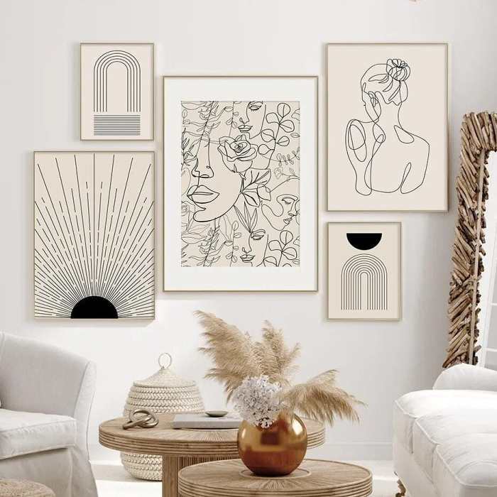 Abstract Line Drawing Boho Poster by Veasoon