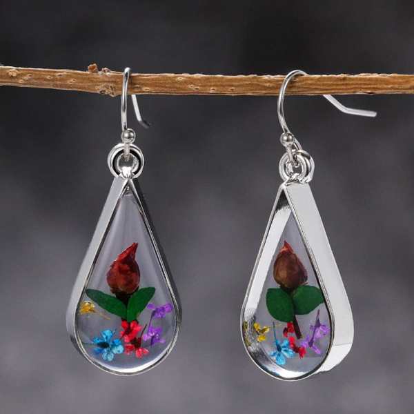 Floral Water Drop Earrings