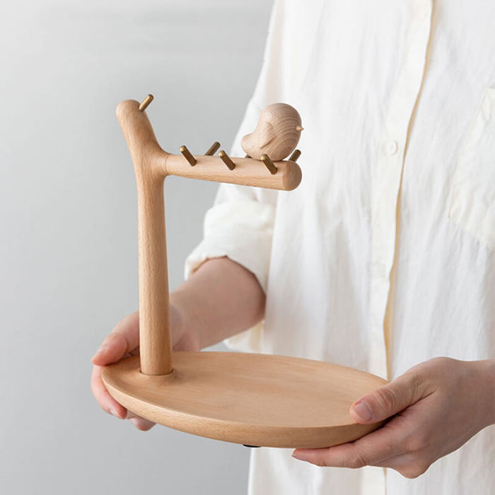 Wooden Bird Desktop Storage Rack