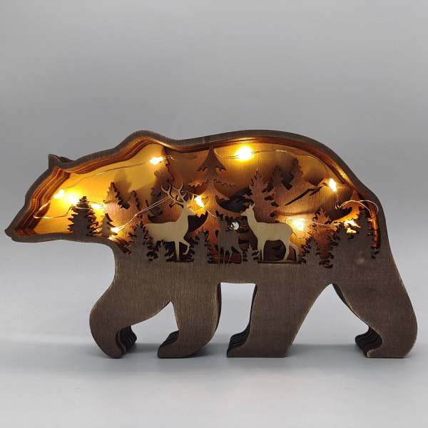 Light Up Wooden Animal Carving Ornament by Veasoon