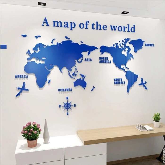 3D World Map Wall  Stickers by Veasoon