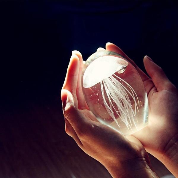 Glow Jellyfish Crystal Glass Decor by Veasoon