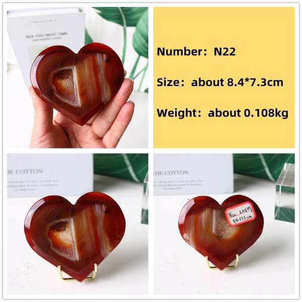 Natural Carnelian Stone Heart Carving by Veasoon